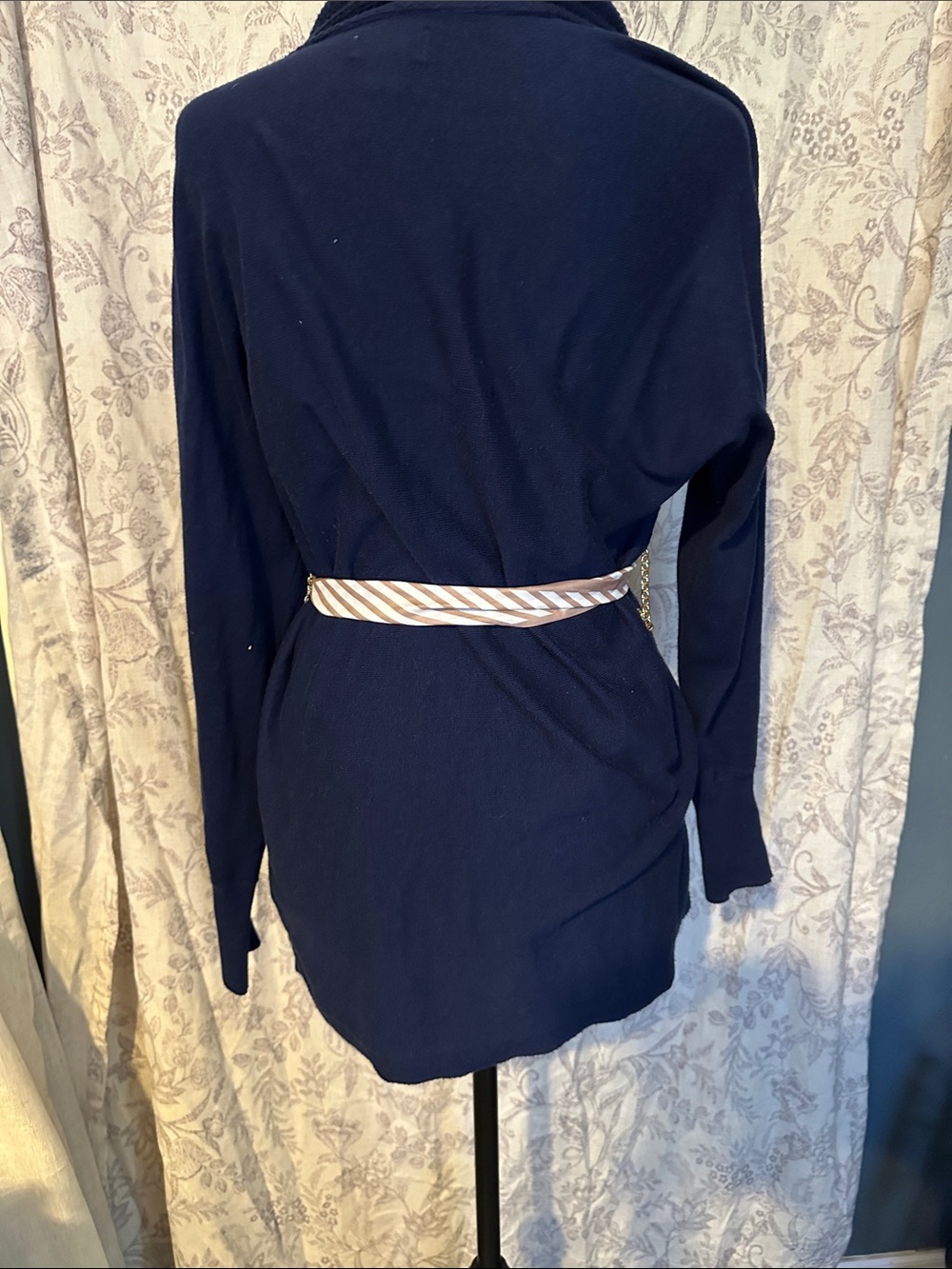 Old Navy Navy Shawl-Collar Open Front Cardigan with hand sewn embellishments - Picture 7 of 9